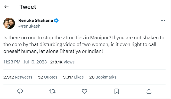 renuka On Manipur Violence Incident