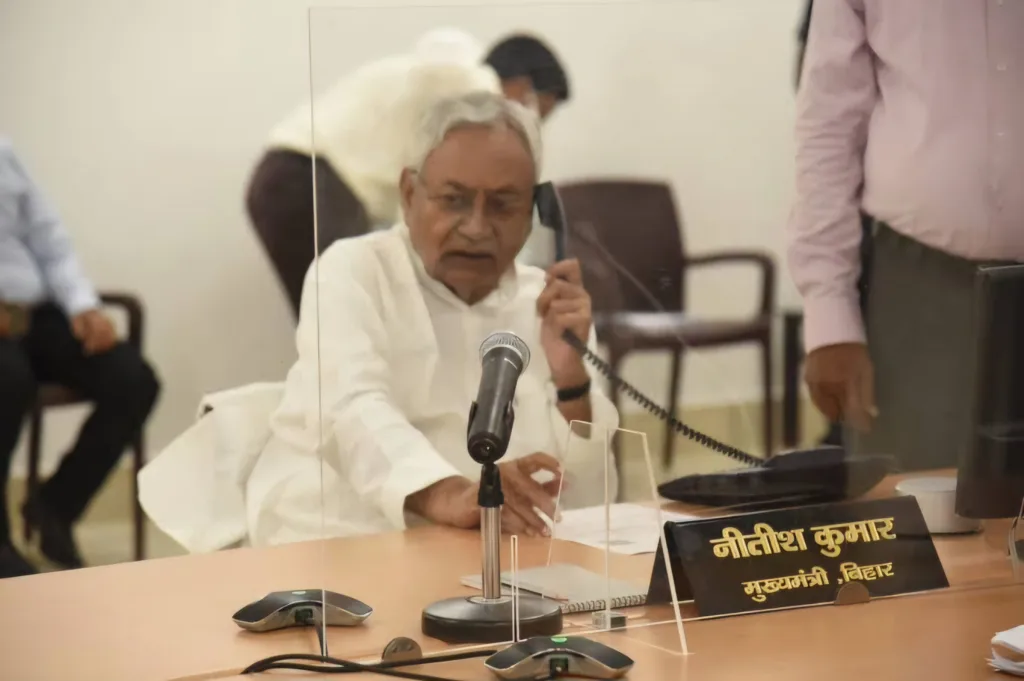 Nitish Kumar on phone