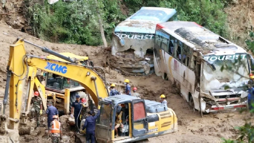 Nepal bus Landslide