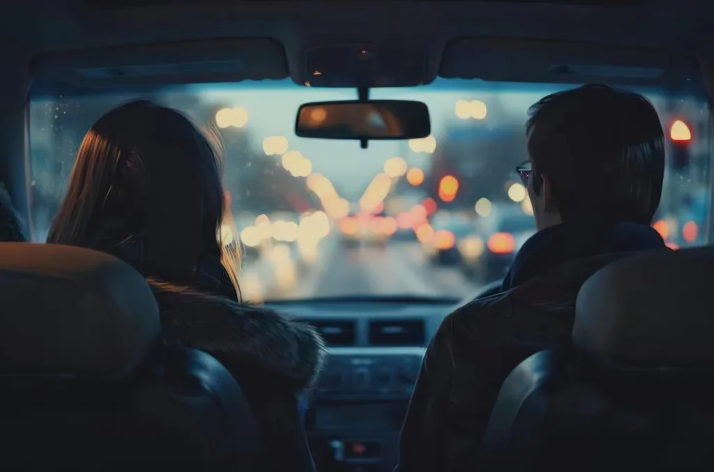 Love couple on car