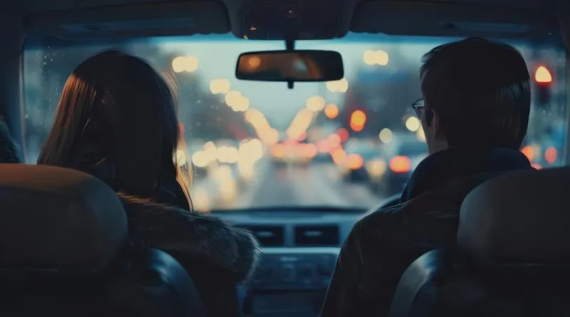 Love couple on car